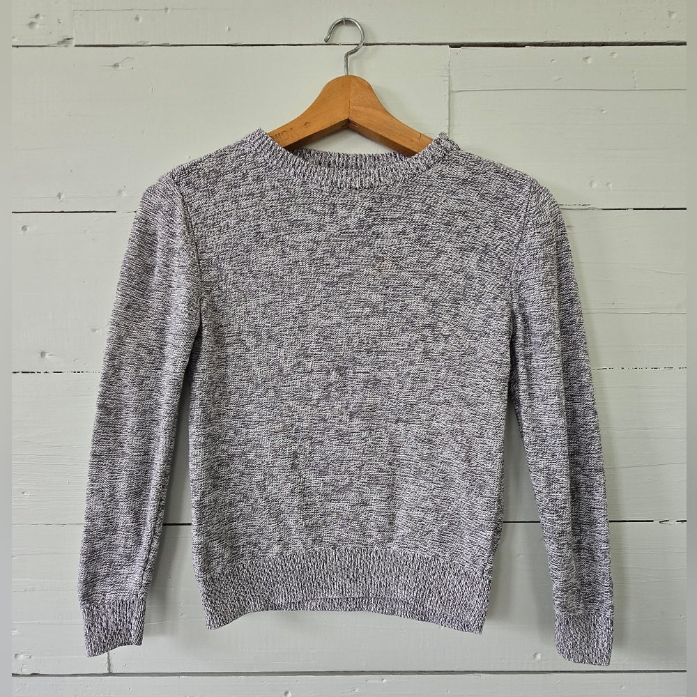 Old Navy Boys Size 8  Gray Marled Crew Neck Pullover Knit  Sweater 100% Cotton